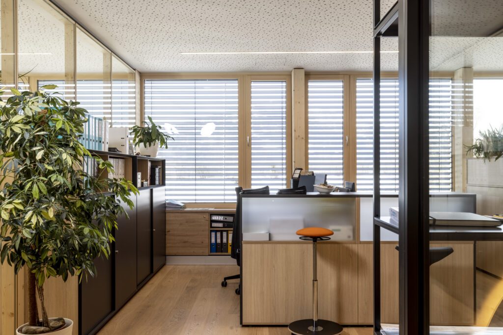 Holz-Glastrennwände TS1 Holz flächenbündige Türen Asteiche natur Astfichte natur wohnlichen Kontrast Flush Türen Alois Scheicher GmbH (Scheicher.Wand)